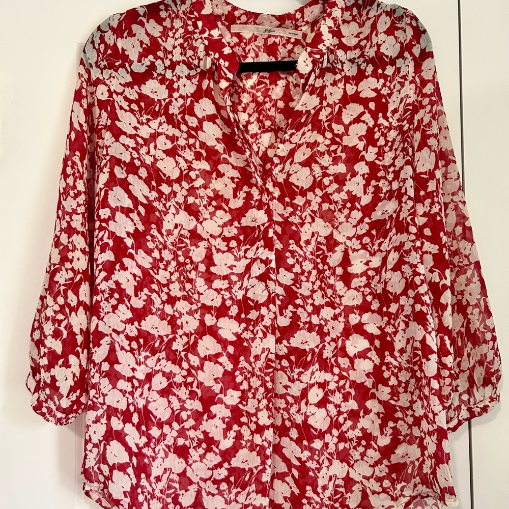 Gibson, from Nordstrom, Red and White Floral Blouse, Chiffon